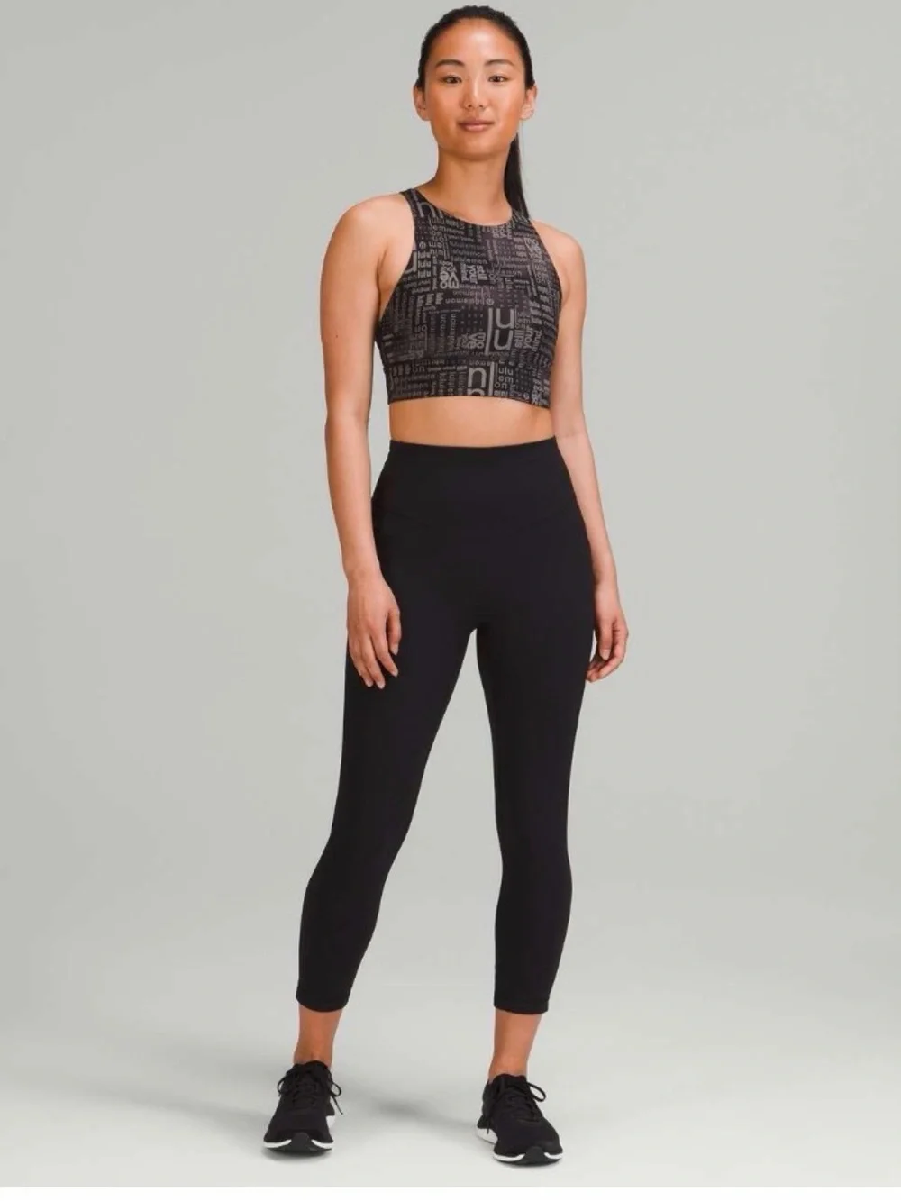 LULULEMON ENGERY HIGH-NECK LONGLINE BRA MEDIUM SUPPORT OMBRE BLACK WOMEN’S 4